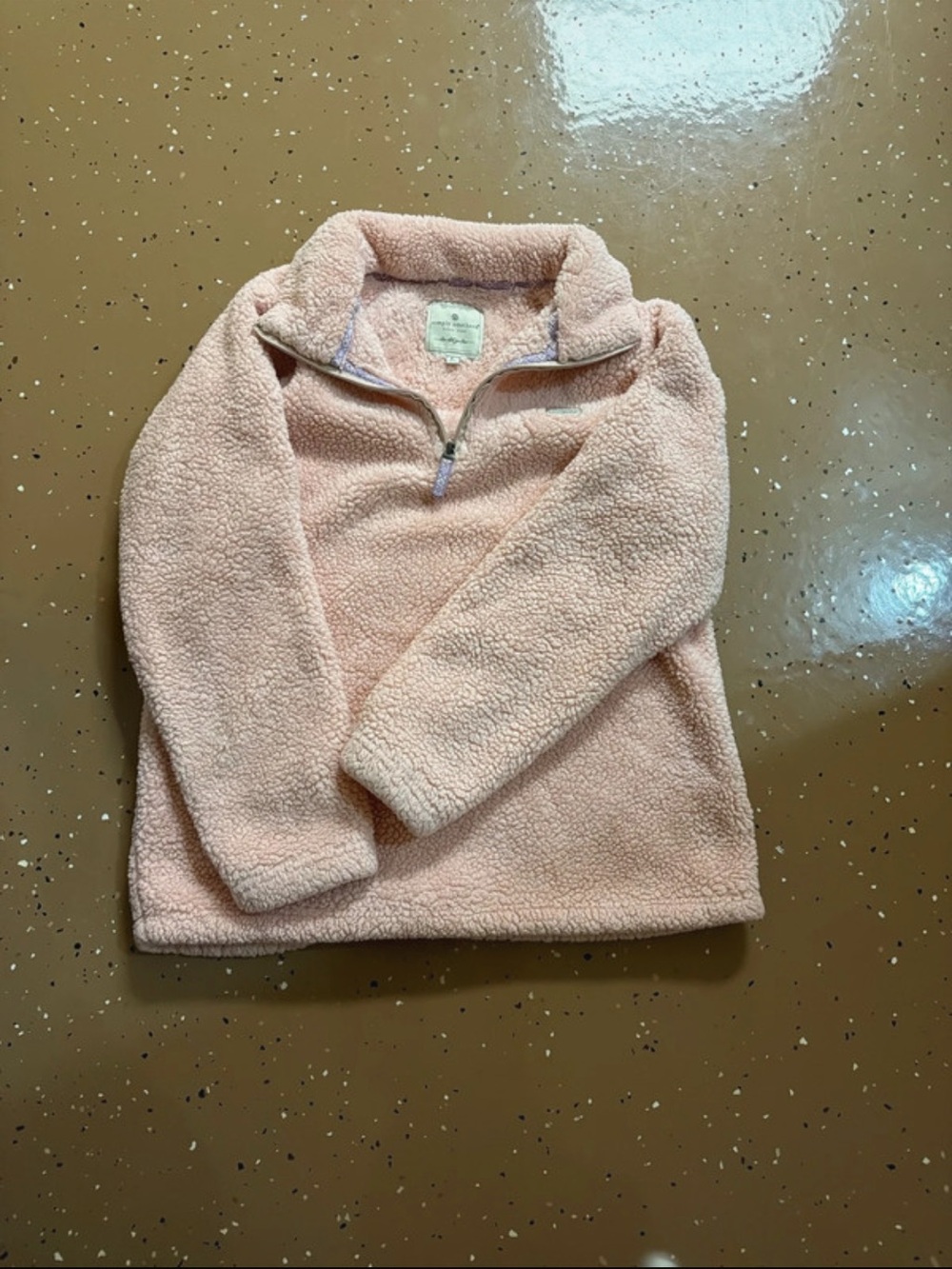 Simply Southern Light Pink Sherpa Quarter-Zip Pullover